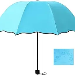 msa Magic S-Green Umbrella : 3 Fold Anti UV Protection,Triple Folding Mini Blossom Magic Compact Umbrella During Rain for Girls and Women-picture-27