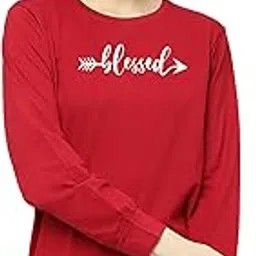 status mantra Women's Cotton Round Neck Regular Fit Casuals | Full Sleeves | Blessed Printed | Comfort Colour T-Shirt | Available in Multicolor & Size Small to 2XL-picture-41