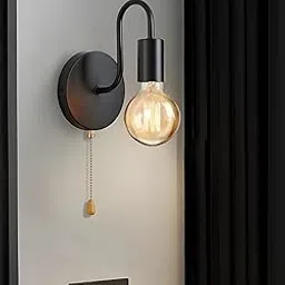 RBSK Black Metal Wall Light for Living Room Modern/Wall Lamps for Bedroom/for Living Room/Wall Lights for Home Decoration/Bedside Wall lamp (E27 Bulb Holder)(Bulb Not Included)-image-16