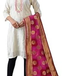 Banarasi Dupatta For Women & Girls | Stylish & Elegent Work | Lightweight | Soft & Durable | Easily Pair | Carry For Suits & Kurta | Ideal For Weddings & Parties | Free Size | Pink-image-8