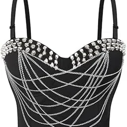 fensir Women's Bling Corset Top Sparkling Bustier for Nightclub, Belly Dance, Party-picture-41