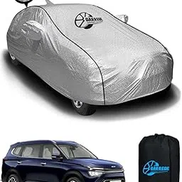 Waterproof Car Cover for Kia Carens with Mirror and Antenna Pocket and Soft Cotton Lining (Full Bottom Elastic Triple Stitched & Metallic Silver with Black Piping Style)-picture-33