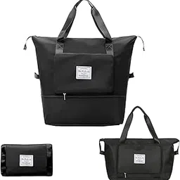 nikmay creation Large Capacity Folding Travel Lightweight Waterproof Carry on Luggage Bags with Fixed Strap Dry and Wet Separation Foldable Bag for Weekender Overnight Sports-picture-19