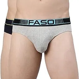 f a s o Men's Briefs (Pack of 2) | Organic Cotton | Stretch Fit | Neon Waistband | Striped-picture-11