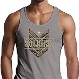 peppyzone Army Printed 100% Cotton Tank Top Vest for Men-picture-29