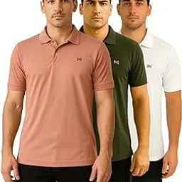 Force NXT Anti Viral Anti Odour Cool Mens Polo T-Shirt | Stylish Collared Sportswear Breathable Solid Polo Tee | Quick Dry Athletic Polo T-Shirt for Gym, Running, Workout, and Casual Wear | Pack of 3 image 1