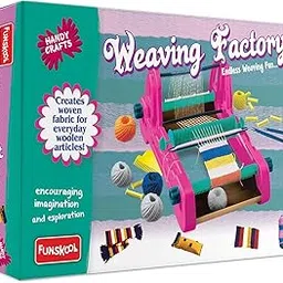 Funskool Handycrafts Weaving Factory, Weaving Loom, Weave Your own Fabric, Portable Weaving Machine, Art and Craft Kit, DIY Kit, Ages 8 Years and Above, Multicolour-image-19