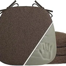 Screw & Art Chair Pads with Ties | Seat Cushions with Ties | Large Chairpad for Sitting | Pooja Stool | Dining Table | Indoor & Outdoor Set of 4 (Brown)-picture-21