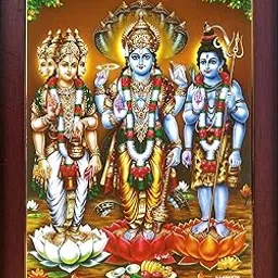 Garuda Photos - God Brahma Vishnu Mahesh Photo Frame; Trimurthulu; Trimurti; Thirumoorthy; Thirumurthy; Shiva; siva; Shivshankar; Shivsankar; (Small (9x7 Inch))-image-3