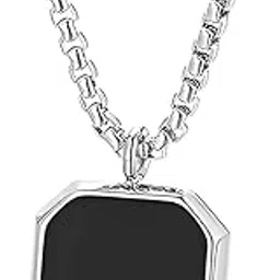 indifabro Men's Black and Silver Stainless Steel Chain | Geometric Pendant Necklace for Men & Boys | Gift for Husband, Anniversary, or Special Occasions-picture-68