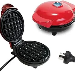 Lunavi Mini Waffle Maker, Electric Non-stick Round Belgian Waffle Iron, Temperature Control, 800W, Red and Black-image-23