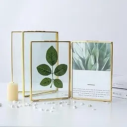 Nafiz Handicrafts Double Glass Brass Free Standing Photo Frame – Gold Metal Picture Frame, Double-Sided Glass Display, Floating Frame for Tabletop, Desk-image-40