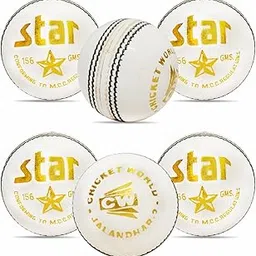 CW Star White Leather Cricket Ball 4 Cut Piece Pure Leather Ball Top Grade Pack of 2-picture-18