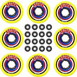 SH Skates Unisex Poison Original Quads Rollerderbywheel Skating Wheels, 78A Hardness (Set Of 8) + 627Rs Bearing (16 Pcs), Yellow-picture-27