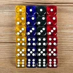 Premium 16mm Translucent Dice Set, 40 Pack in Yellow, Blue, Black, Red Colors, 6-Sided Gaming Dice for Board Games and Ludo-picture-17