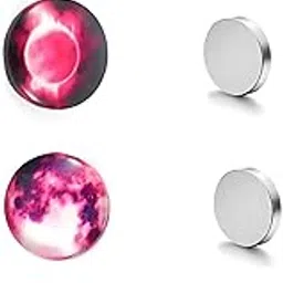 via mazzini Glow-In-The-Dark 12mm Clip-On No-Piercing Required Magnetic Stud Earrings for Men and Women (ER2640) 4 Pcs - Random Designs-picture-59