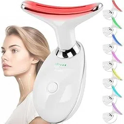 Neck Face Massager, 7 Color Face Neck Massager for Skin Care Routine at Home, Facial Massager with Non-slip Design, White (white)-picture-31