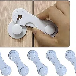 MAPPERZ Cabinet Door Locks for Baby Safety Proofing, Door Locks with Adhesive, for Drawer Cupboards Fridge Oven Closet & Pantry, Childproof Door Latch for Protecting Kids Toddler and Infant, Pack Of 5-image-38