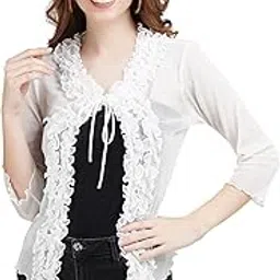 aol Women's Power Net Round Neck Ruffle Detail Shrug-picture-13