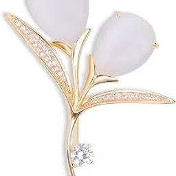 the opal jewels Two Flower Brooch Pin | 18k Gold Plated | Trendy, Lightweight & Comfortable | Stylish & Tarnish-Resistant | Qty : 1pc-picture-43