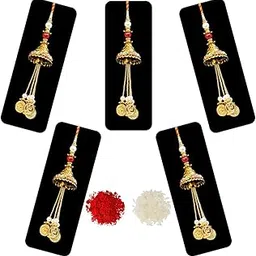 saugat traders Handmade Lumba Rakhi for Bhabhi Set of 5 - Designer Chopra with Roli Chawal - Exclusive Rakhi - Beads Rakhi for Women-picture-52
