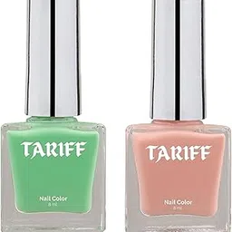 TARIFF Dual Shade Nail Polish Combo (T01 + T010) | 8ml Each | Candy Mint Light Green & Barely Pink | Pastel Nail Polish Set | Glossy Gel Finish | Long Lasting Quick Dry Nail Paints for Women, Girls & Kids-image-26