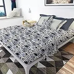 Dense Blue and Black Leaf Design Bedsheet | BedCoverThingy-image-48