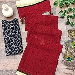 Women's Floral Print Georgette Saree With Unstitched Blouse Piece -GK_1190_3-image-42