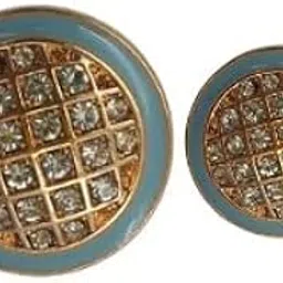 Ani accessories Classic Enameled Crystal Rhinestone Metal Button for Coat Blazer Suit, Sherwani and Indian Dresses Sports Coat Size (30L & 34L) (Light Blue)-image-65