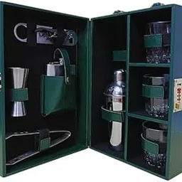 Ruwin Brand Presents Premium Portable Bar Set with Travel Case – 11-Piece Cocktail Shaker Set with Glasses, Tools & Lock – Travel Mini Bar Kit for Home,Parties & Gifting – Leather Finish-image-9