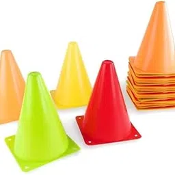 FSENTERPRISES 6 inch Plastic Cone Marker Set for Field Marking Equipment Football Training Saucer Cone Cricket Training Agility Cones (Pack of 18)(18)-picture-36