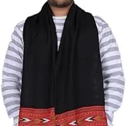 Handwoven Wool Muffler – Embroidered Black 1 Patti Design | Cozy and Warm Scarf for Men & Women (Black)-image-91