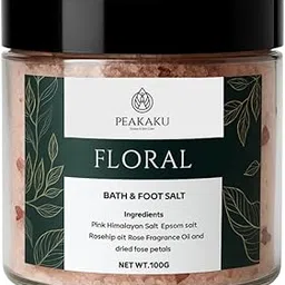Peakaku Floral Bath & Foot Salt | Himalayan Pink Salt & Epsom Salt Blend | With Rosehip Oil, Vitamin E & Rose Petals | Relaxing & Skin Softening Spa Soak | For Men Women & Adults | 100g (Pack of 1)-picture-34