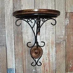 New Mughal Handicrafts Wood and Wrought Iron Fancy Wall Bracket Pair for Living Room | Wall Shelf | Wall Hanging Bracket for Living Room | Decorative Corner | Wall Mount Shelf | 1 Piece-picture-26