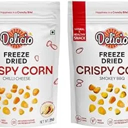 DELICIO Freeze Dried Crispy Corn Snack Combo – Chili Cheese & Smokey BBQ 25g (Pack of 2) | 100% Natural, Vegan, No GMO, No Preservatives, No Added Sugar | Healthy Snack for Kids & Adults-picture-16