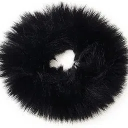 fashio GIRLYZ ATTIRE Hair Black Scrunchies Rabbit faux Fur Fluffy Elastic Rubber Ponytail Holder Hair Bands Pompom Ball Scrunchies Hair for Girls, Kids and Women-picture-45