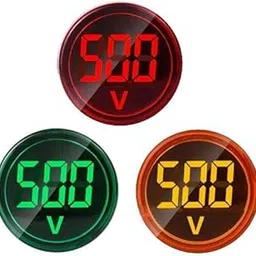 DECENT AIR SYSTEM® (Set of 3) AC 60-500V LED Voltage Meter Indicator Signal Light Digital Display Voltage Meter Indicator Round Lamp Tester (Red, Green, yellow)-picture-13