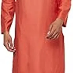 fabindia Men Tussar Slim Fit Long Kurta Viscose_Yellow image 1