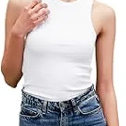 nobarr Women's Cotton Crew Neck Casual Sleeveless Solid Women White Top-picture-18