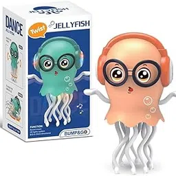 Bump&GO Dancing Jellyfish Toy, Electric Musical Light-Up Toy with 360° Rotating Tentacles, ABS Material, 20.2cm Height, Battery Operated, Ages 3+, Turquoise (Jellyfish)-picture-31