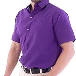 Men's Plain Solid 100% Cotton Half Sleeves Regular Fit Formal Shirt's-image-15