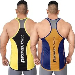 decisive Fitness Designer Gym Stringer Vest, Gym Vest, Racer Y Back, Sports Tank Tops, Sando for Men-picture-39