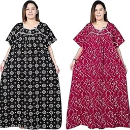 bindass female collection Women’s Plus Size Cotton Nighty | Printed Maxi Gown | 5XL–10XL | Combo Pack of 2-picture-36