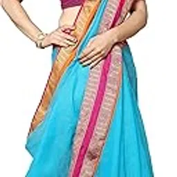 sidhidata Women's Temple Border Kota Doria Cotton Manipuri Saree With Unstiched Blouse Piece-picture-43