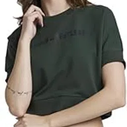 Women Malachite Blended Regular FIt Round Neck Plain Crop Sweatshirt-image-36