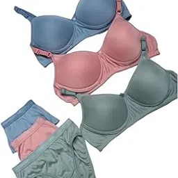 FitSilk Women's Cotton Blend Padded Wirefree T-Shirt Bra Combo-picture-12