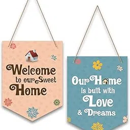 Decor Smart Wooden Wall Hanging Home Decoration | Welcome to Our Sweet Home and Love & Dreams Quote Design | Decorative MDF Wall Art for Living Room | Balcony | Entrance Accent Piece (DWA_7102)-image-23