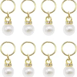 12 PCS Gold Pearl Braid Clips for Women | Crystal Rhinestone Dreadlock Accessories | Wedding Hairpins Hair Jewelry Cuffs Charms Rings | Shiny Hair Accessories for Braids,-picture-14