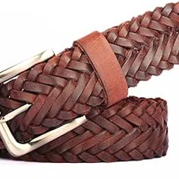 redhorns Genuine Leather Braided Belt for Men Formal Casual | 30-40 Inch Adjustable Waist Size | Leather Belt for Gents | Diwali Gift For Men, Husband, Father, Brother image 1