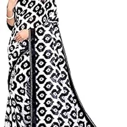 Trendy Georgette Digital Print Lace Border Saree With Brocade Blouse Piece-picture-11